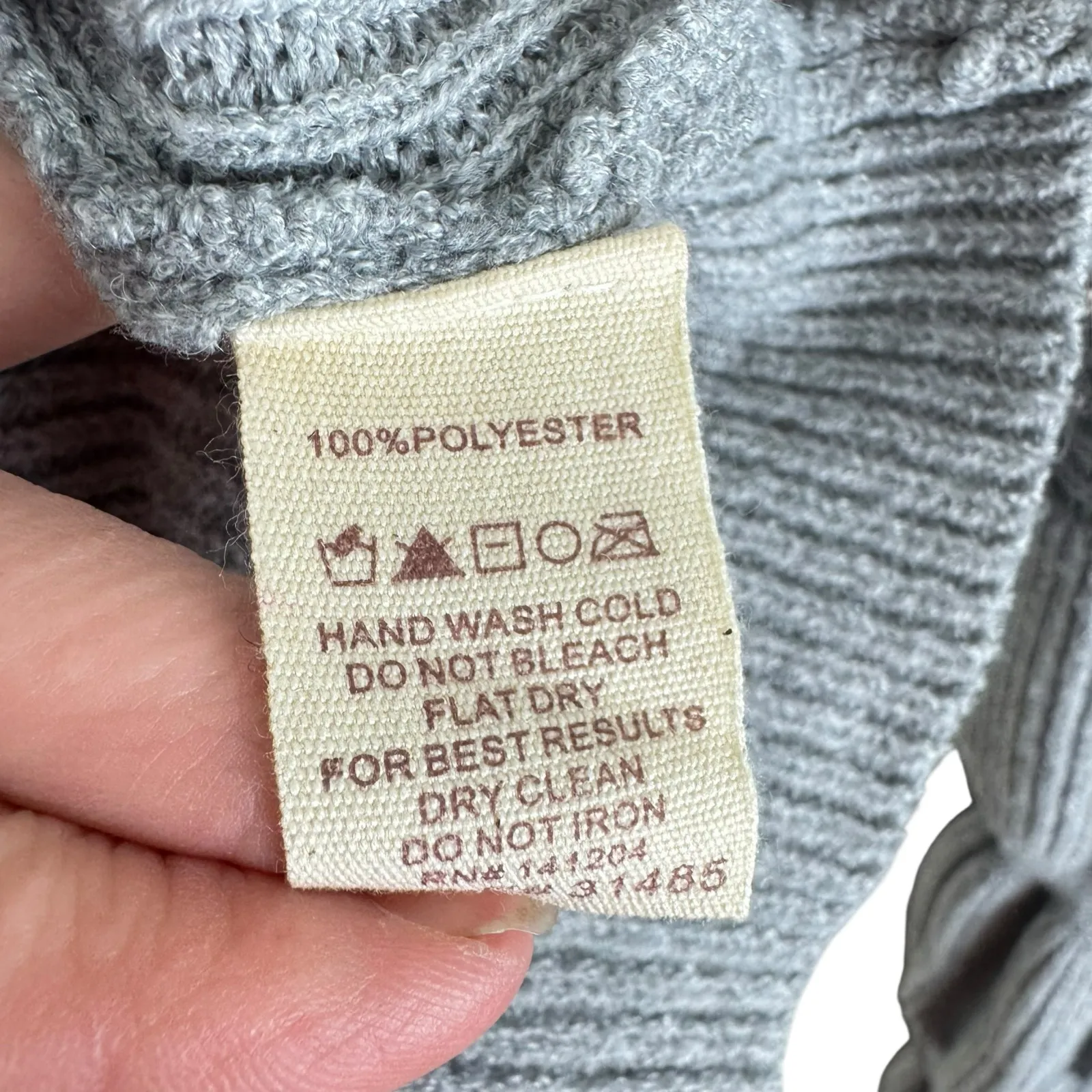 Hem & Thread NWT Gray Ribbed Knit Long Bubble Sleeve Mock Neck Sweater Size L‎ - Image 6