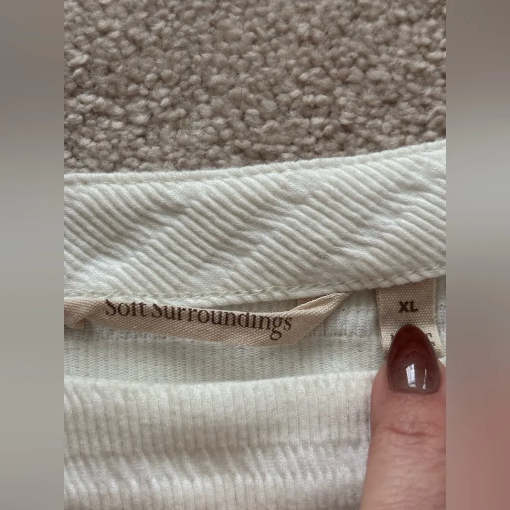 Soft Surroundings Textured Knit Short Sleeve Top White - Image 4