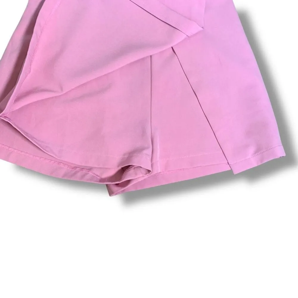 Idem Ditto Pink Wrap Skort High Waist Preppy Tennis Mini Skirt Athletic Large - Image 2