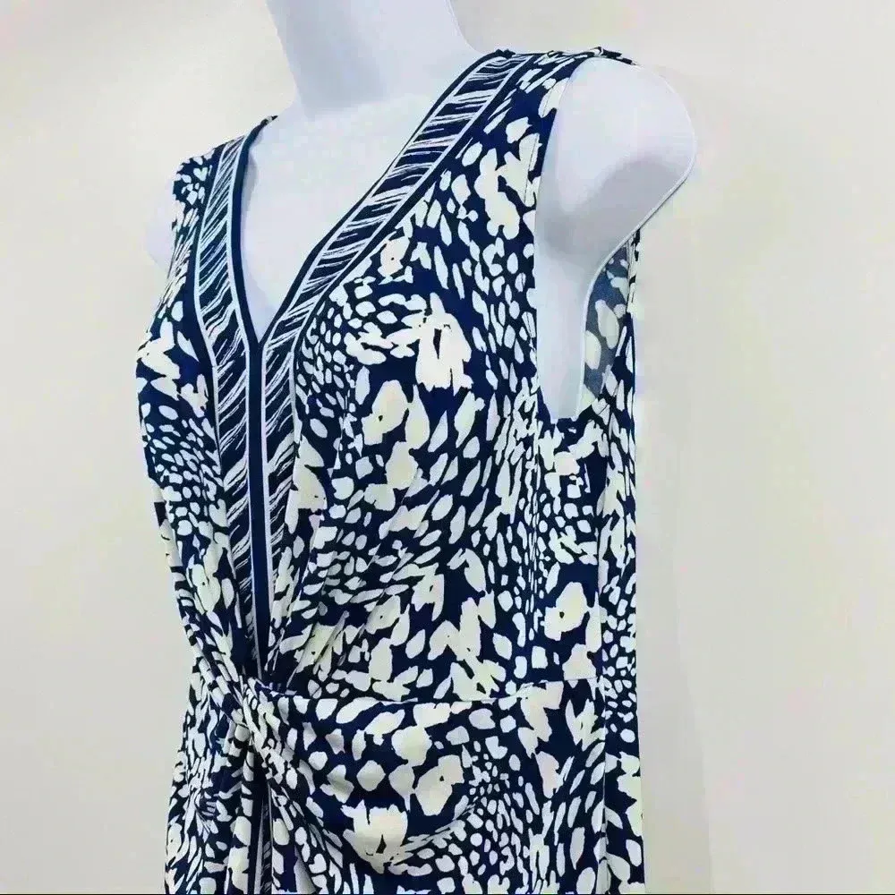 Apt.9 Women's Animal Print Navy White Cinched Waist Sleeveless Dress Size M NWT‎ - Image 4