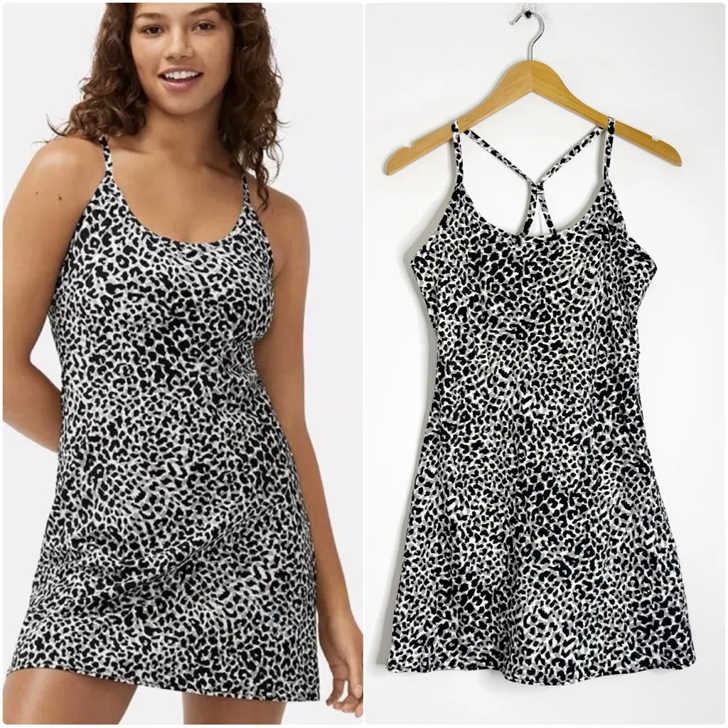 Outdoor Voices The Exercise Dress – Black/White Animal Print Size Medium - Image 2