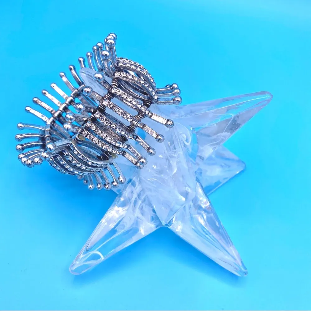 Silver Spike Crystal Stretch Bracelet - Image 5