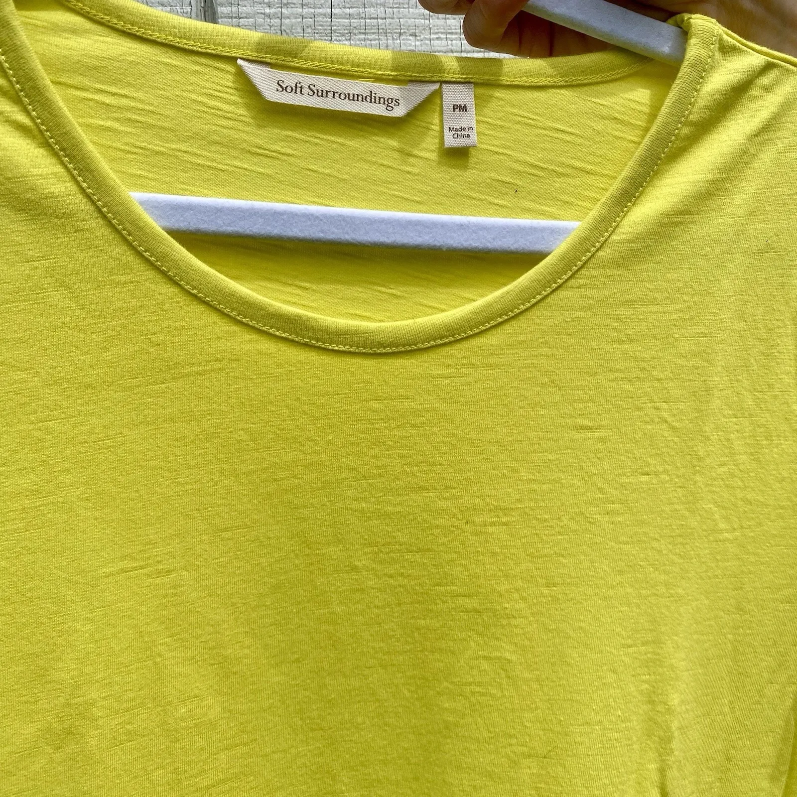 Soft Surroundings Midi Dress Womens PM Linen Cotton LORIA Yellow Casual Coastal - Image 4