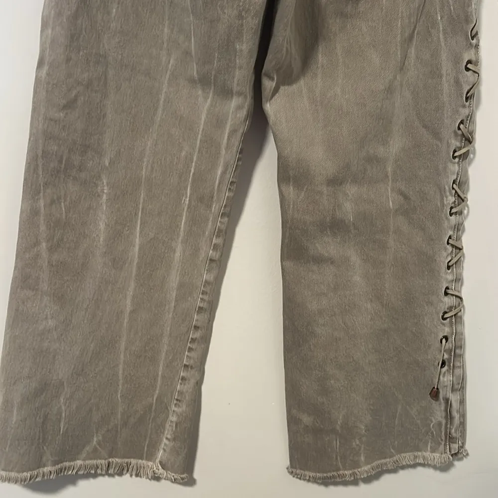 One Tea Spoon Stitched Laced Tie-Up Western Wide Leg Jeans Size 26 - Image 5