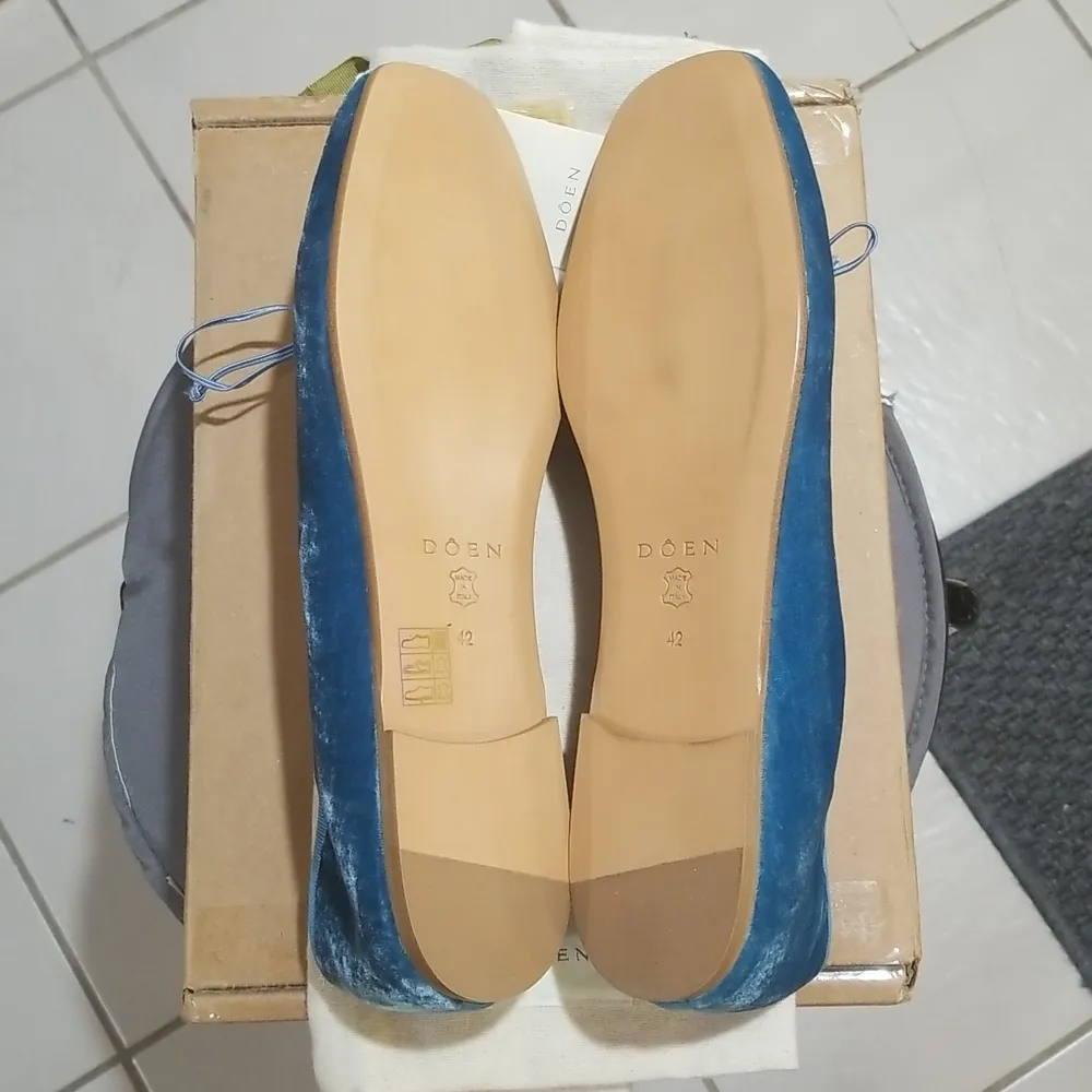 💕DOEN💕 Ballerina Slipper ~ Cerulean Blue Velvet Leather Flats EU 42 US 11 NWT Size undefined - Image 14
