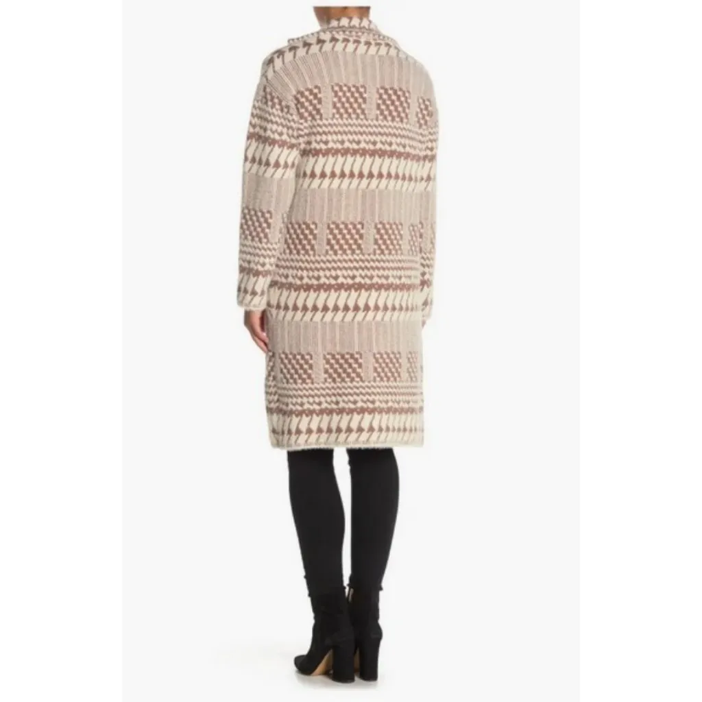 💕LOVE TOKEN💕 Zendaya Below Knee Length Sweater Coat Camel Print Large NWT - Image 8