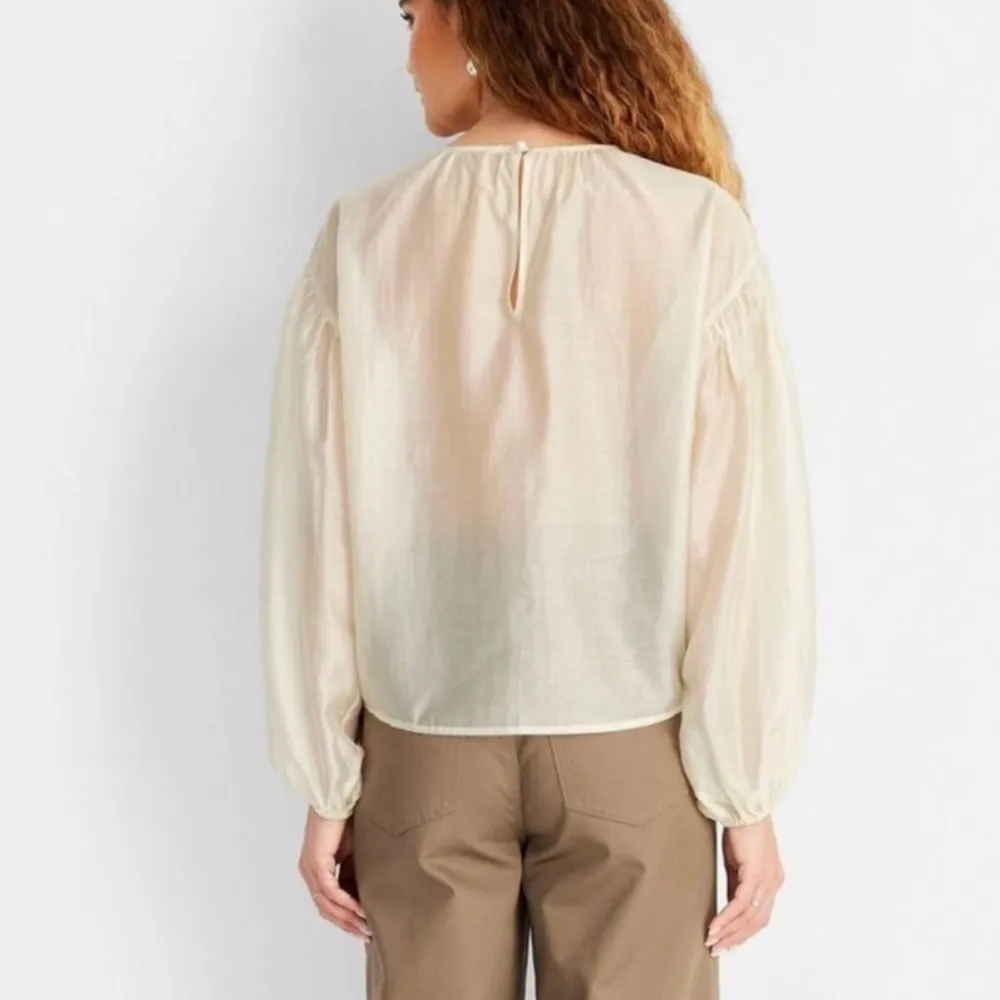 Future Collective Sheer Balloon Long Sleeve Blouse NWT Size 3X Cream Color - Image 4