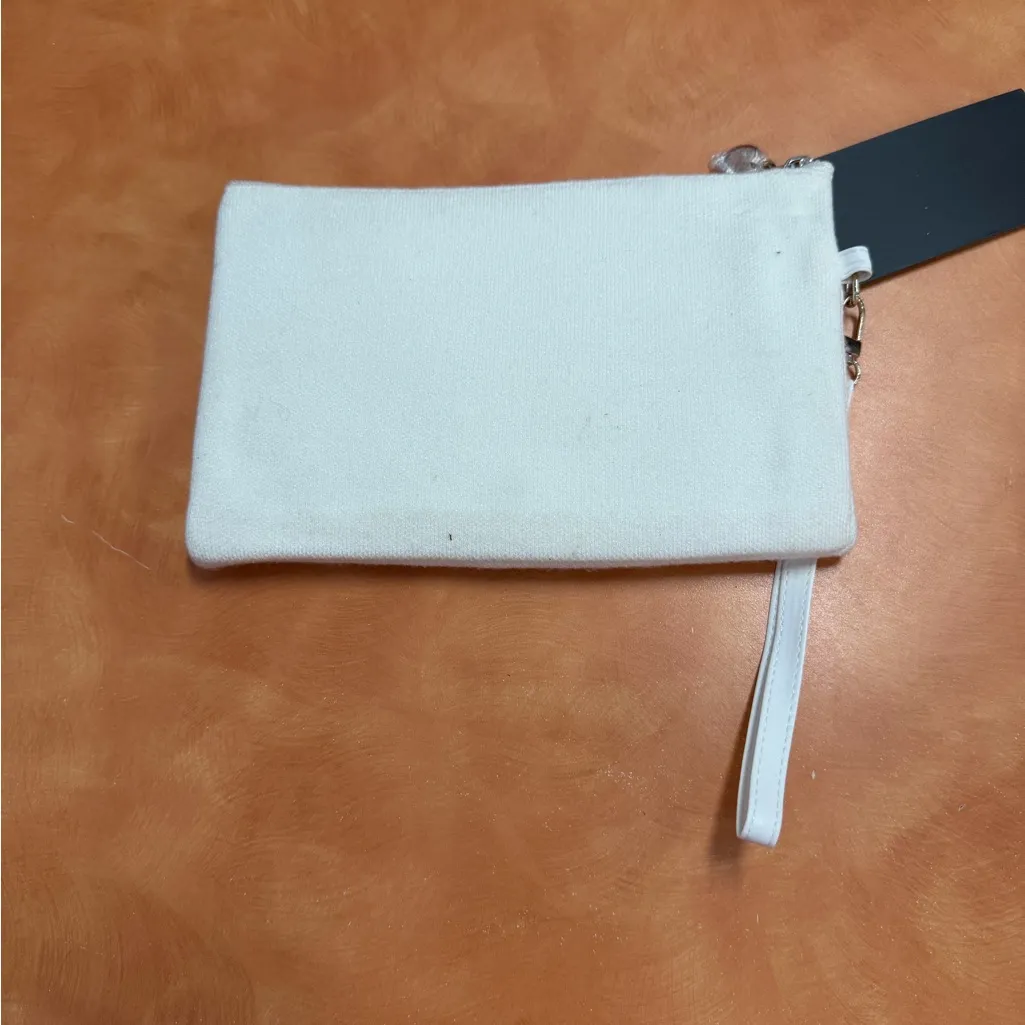 Nicole Miller White Heart Canvas Wristlet - Image 3