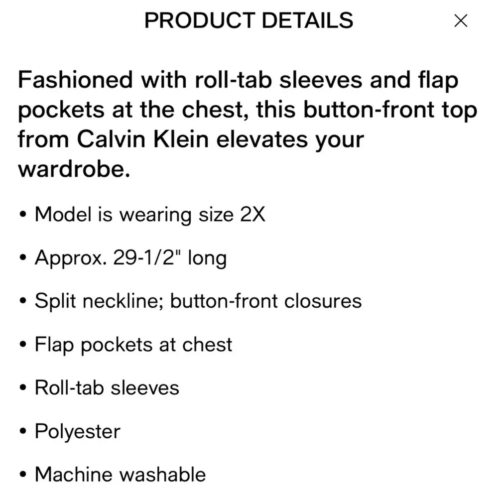 NEW Calvin Klein Plus Size Textured Roll Tab Button Down Shirt Pink Womens 2X - Image 2