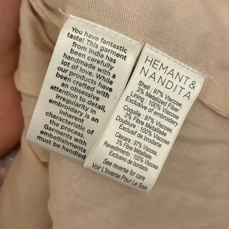 Hemant & Nandita Purple Floral Metallic Asia Mini Dress Size XS - Image 6