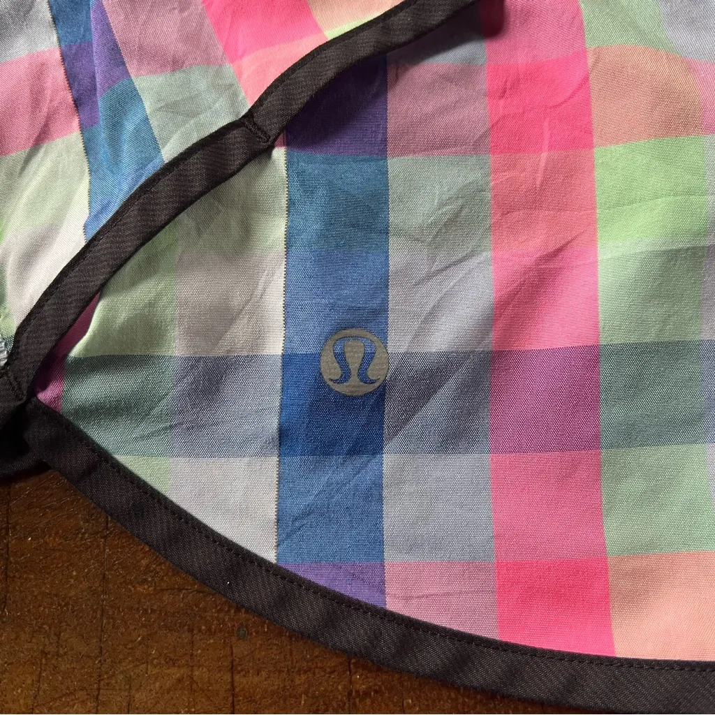 Lululemon Run: Speed Short *2-way Stretch Pop Plaid Reflective Multi Black sz 8 - Image 6