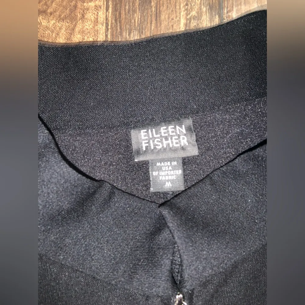 EILEEN FISHER Black fall casual Crepe Knit Two-Way Zipper Longline Jacket $280 M - Image 6