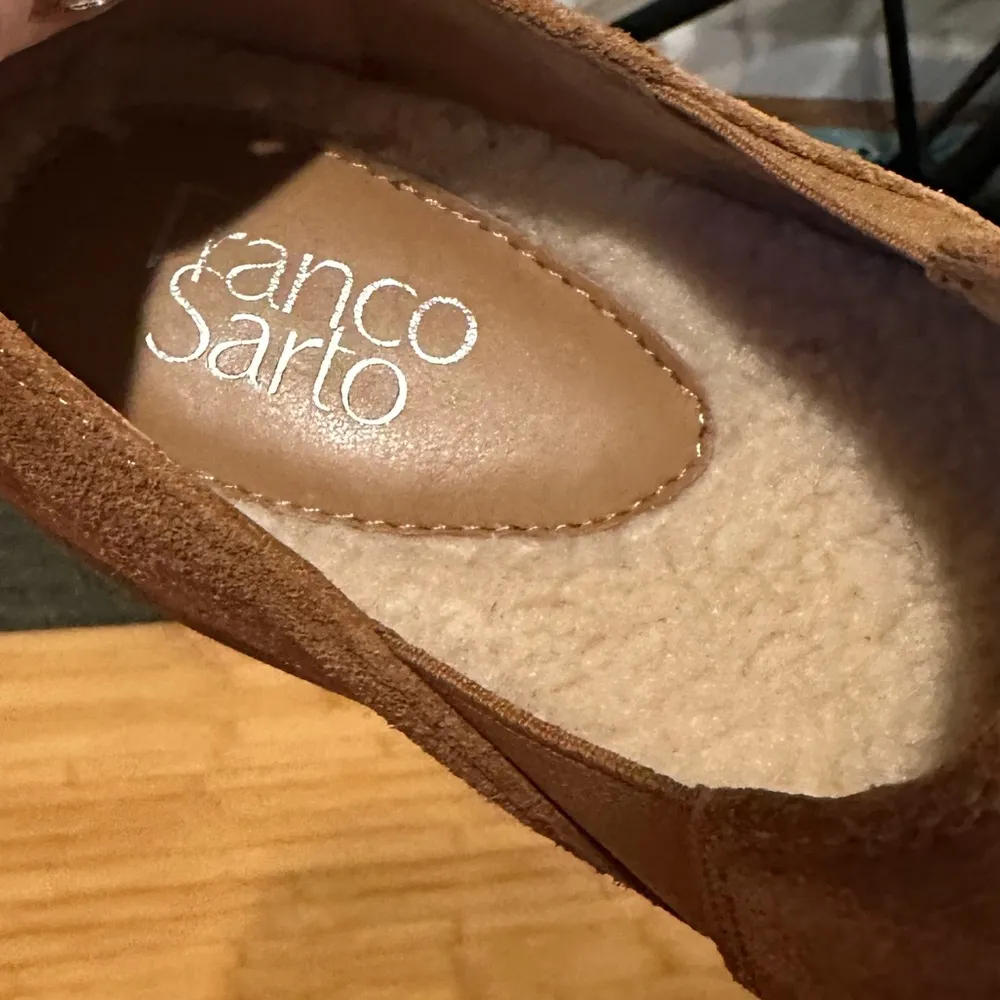 FRANCO SARTO JUSTIA SUEDE BROWN TAN SHERPA INSOLE LOAFER SLIPON SHOES 8.5 - Image 7