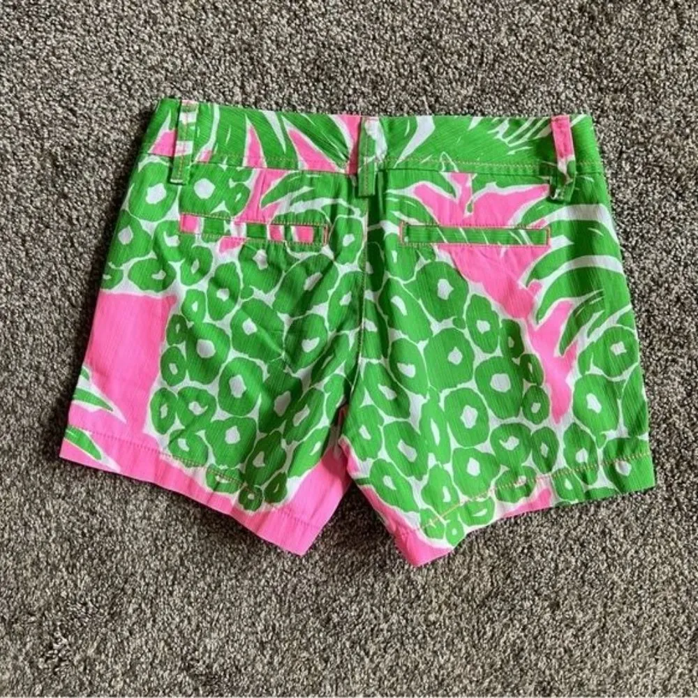Lilly Pulitzer Pout Flamenco The Callahan Pineapple Womens Shorts Bright Size 00 - Image 5
