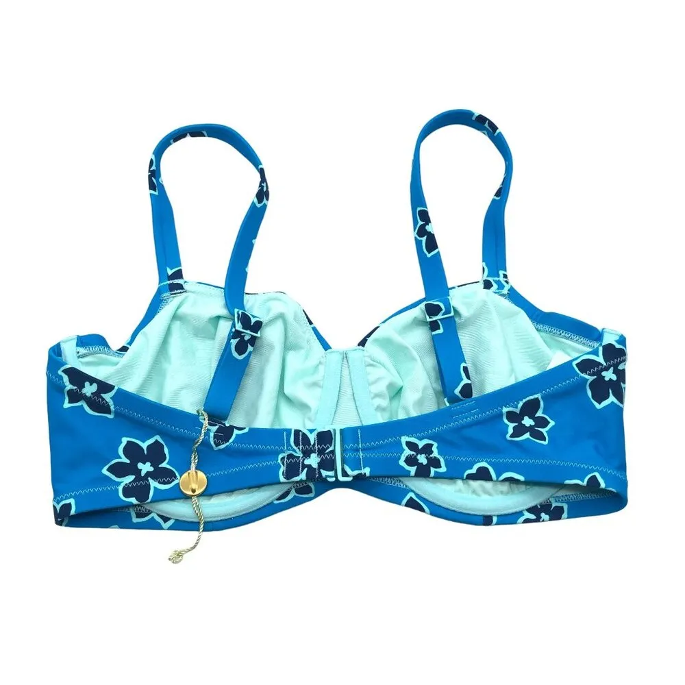 Aerie Bikini Top Unlined Underwire Floral Blue 34DD - Image 2
