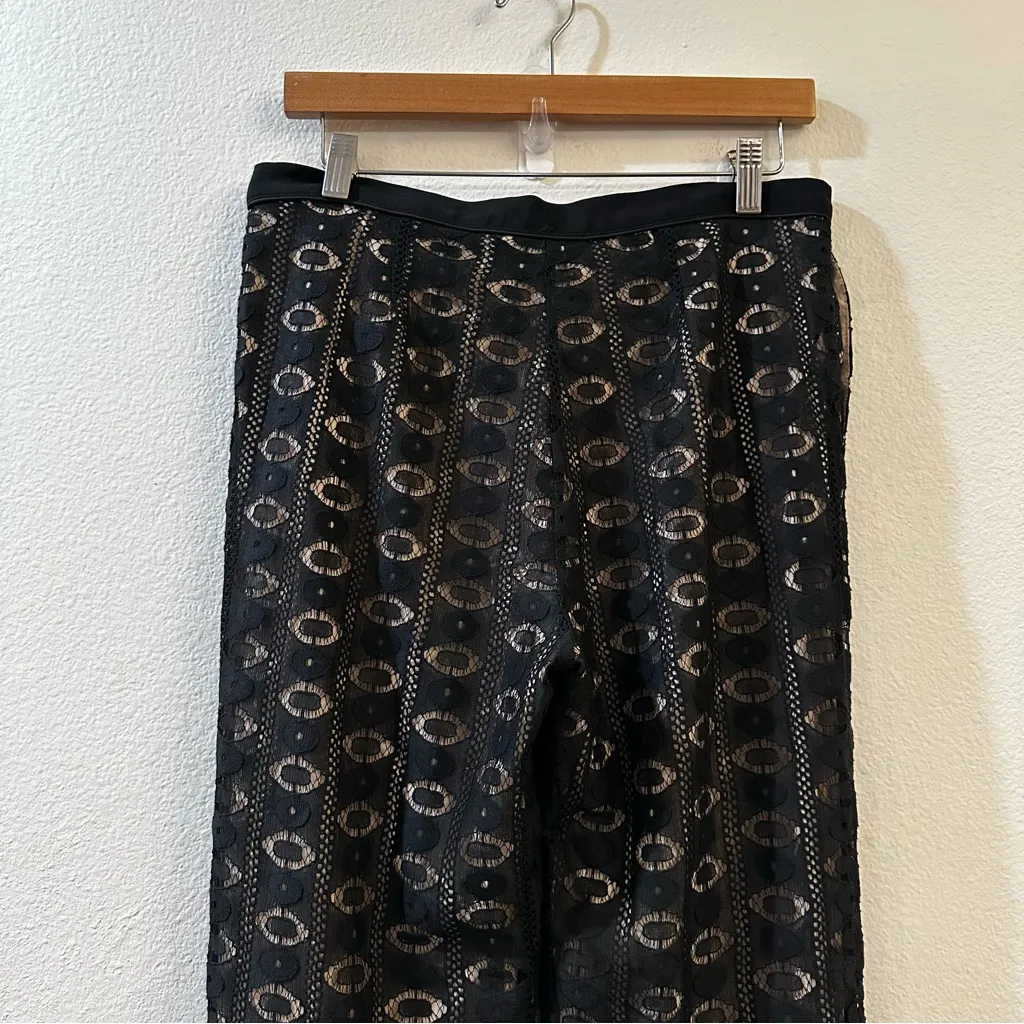 Sea New York Silk Black Tan Lace Trouser Straight Leg Pants Size 6 - Image 5