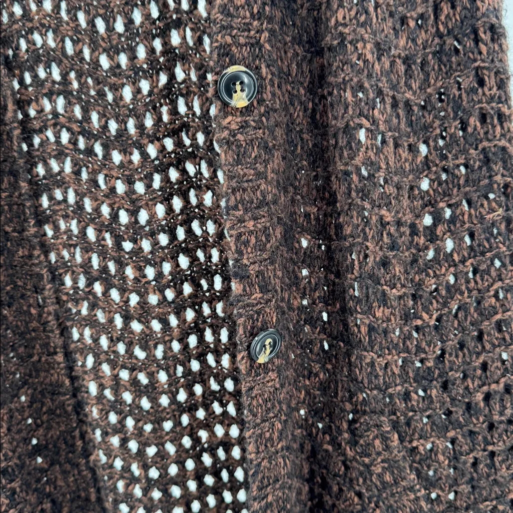 Sanctuary Brown Black crocheted Sweater vest knee length neutral boho S festival - Image 12