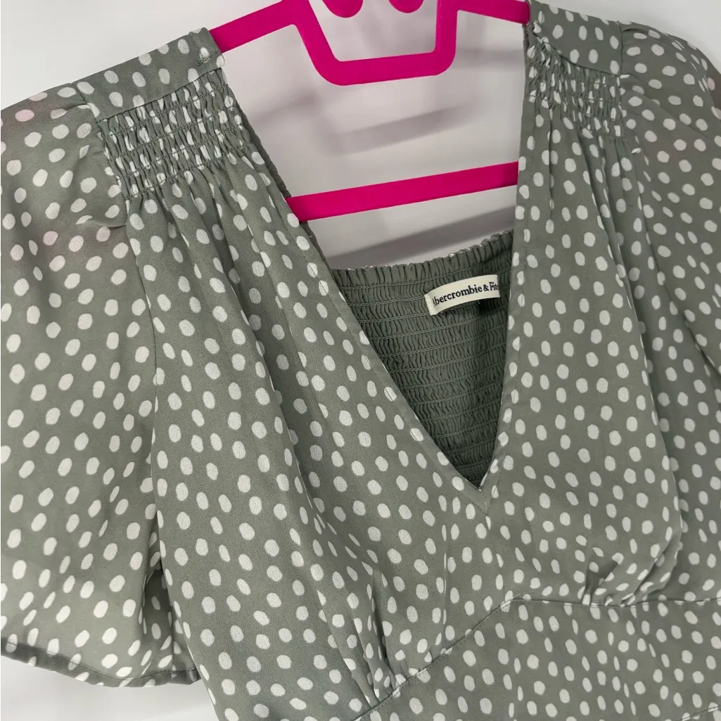 Abercrombie & Fitch Polka Dot Chiffon Ruffle Sleeve Dress - Image 9