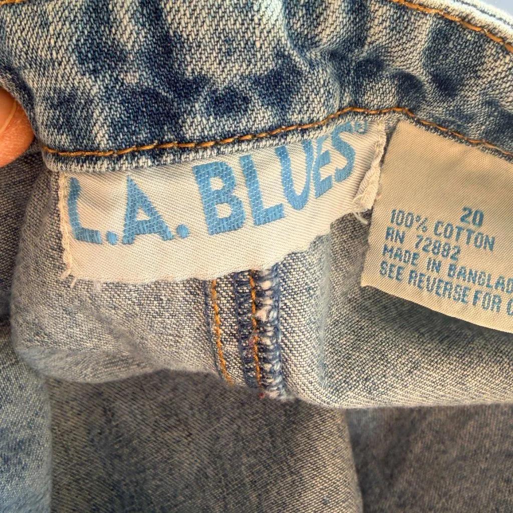 L.A. Blues Vintage Denim Mini Skirt Plus Size 20 Drawstring Waist Y2K Cotton - Image 6