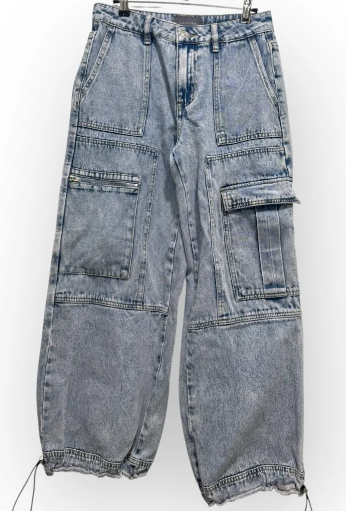 Hudson Gray Cargo Wide Leg Jeans Light Wash – Size Small - Image 1