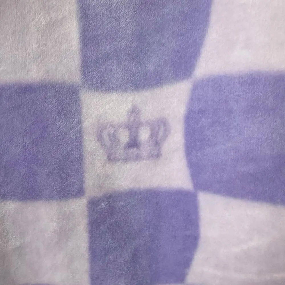 Juicy Couture Velour Lavender Lilac Check Logo Hoodie Size Large Full Zip - Image 9