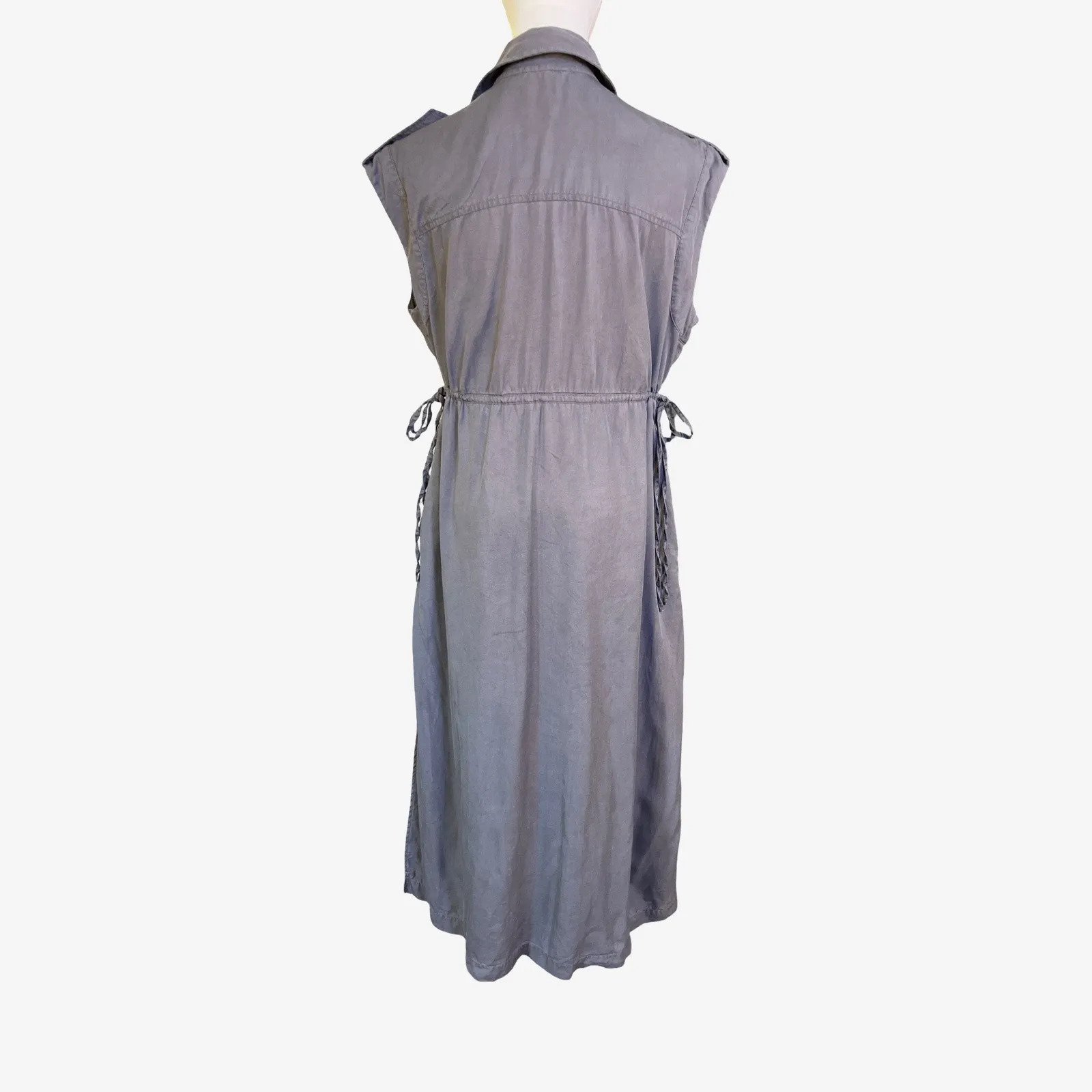 Mint Velvet Utility Midi Shirt Dress Grey Lyocell Sleeveless Button Front 8 Gray - Image 5