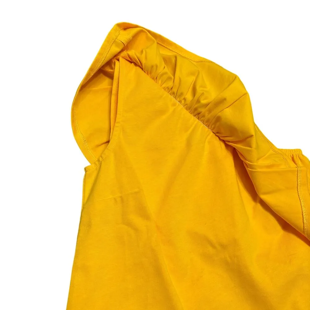 J. Crew Butter Yellow One Shoulder Ruffle Top XXS Summer Spring Vacation Resort - Image 4