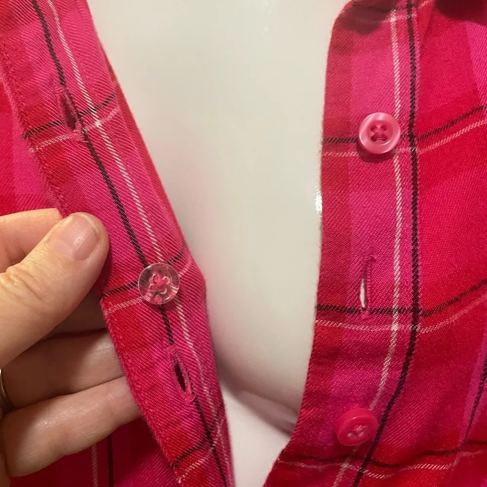 Lane Bryant Pink Plaid Flannel Button Down Long Sleeve Shirt 22/24 - Image 6