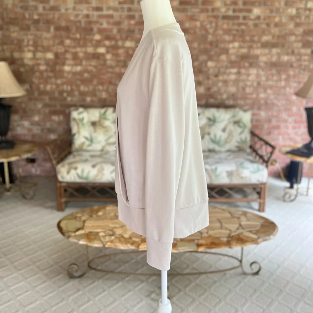 Apana Sweatshirt Beige V-neck L Casual Everyday Loungewear Cozy Soft - Image 6