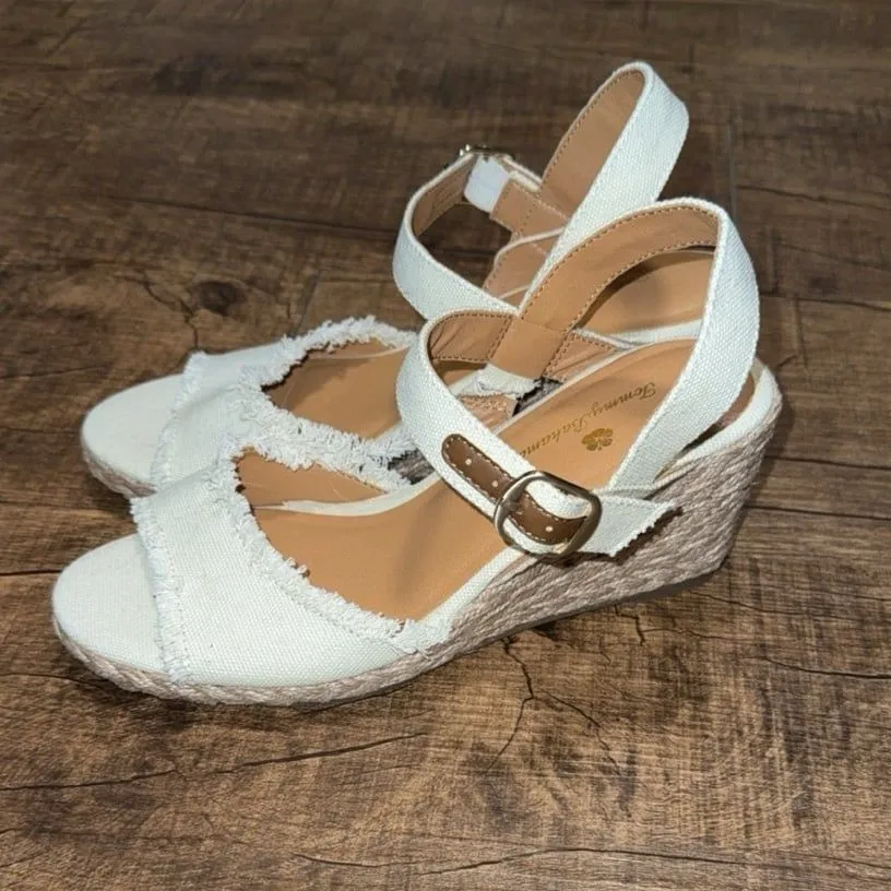 Tommy Bahama linen straw woven wedge heels - Image 2