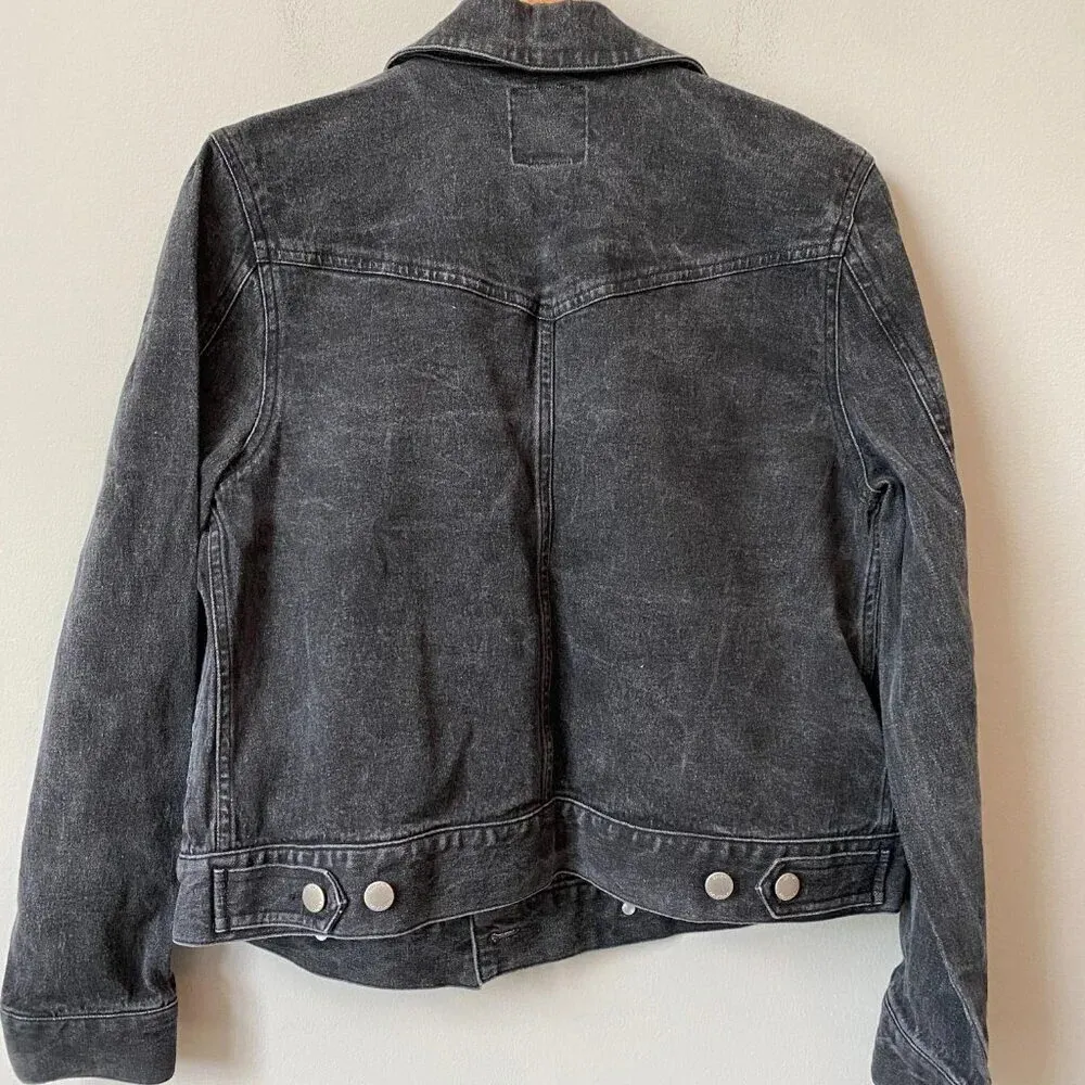 Isaac Mizrahi for Target Women's Medium Double Breasted Black Denim Jean Jacket - Image 12