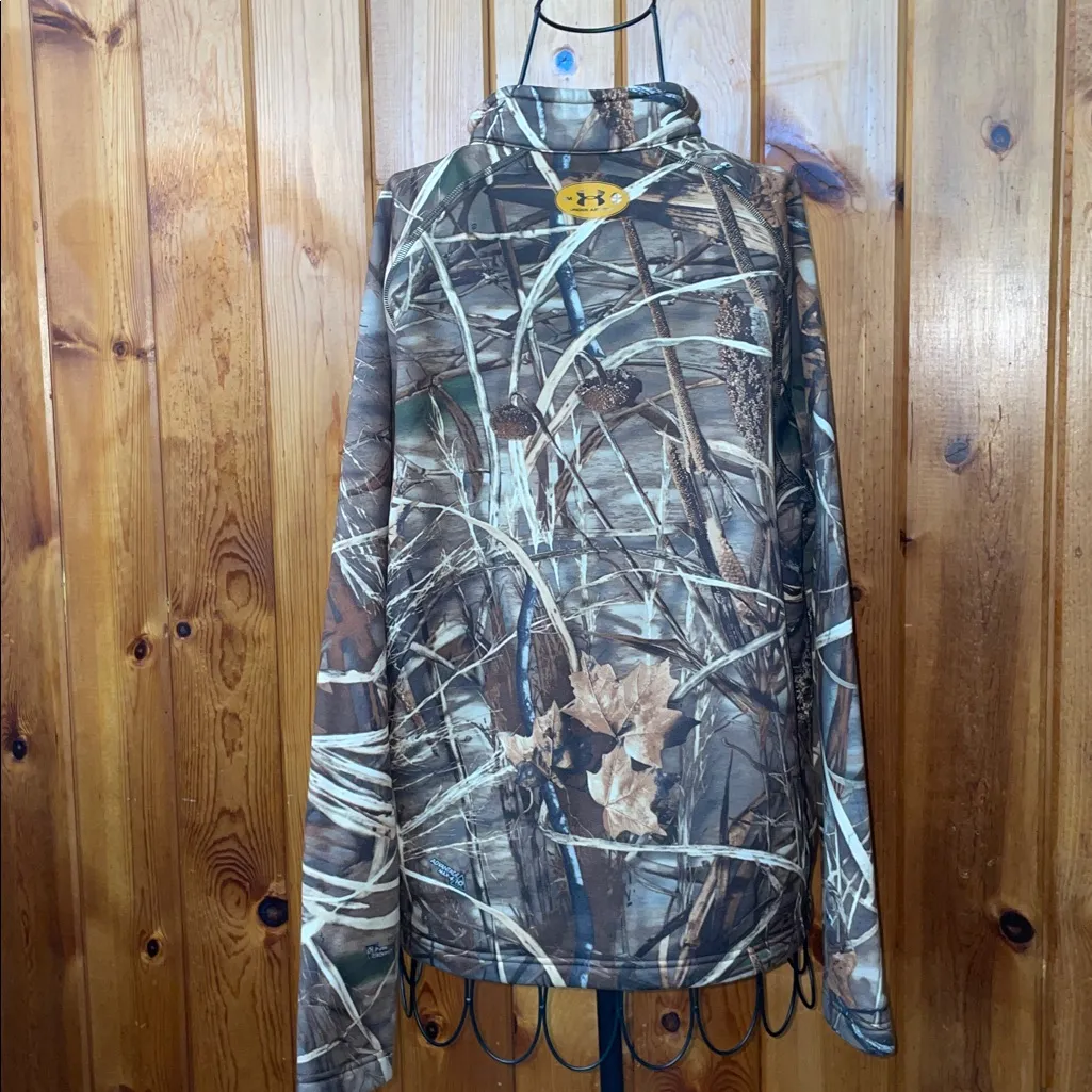 Under Armour Brown Camouflage Jacket quarter zip sweatshirt small duck print - Image 6