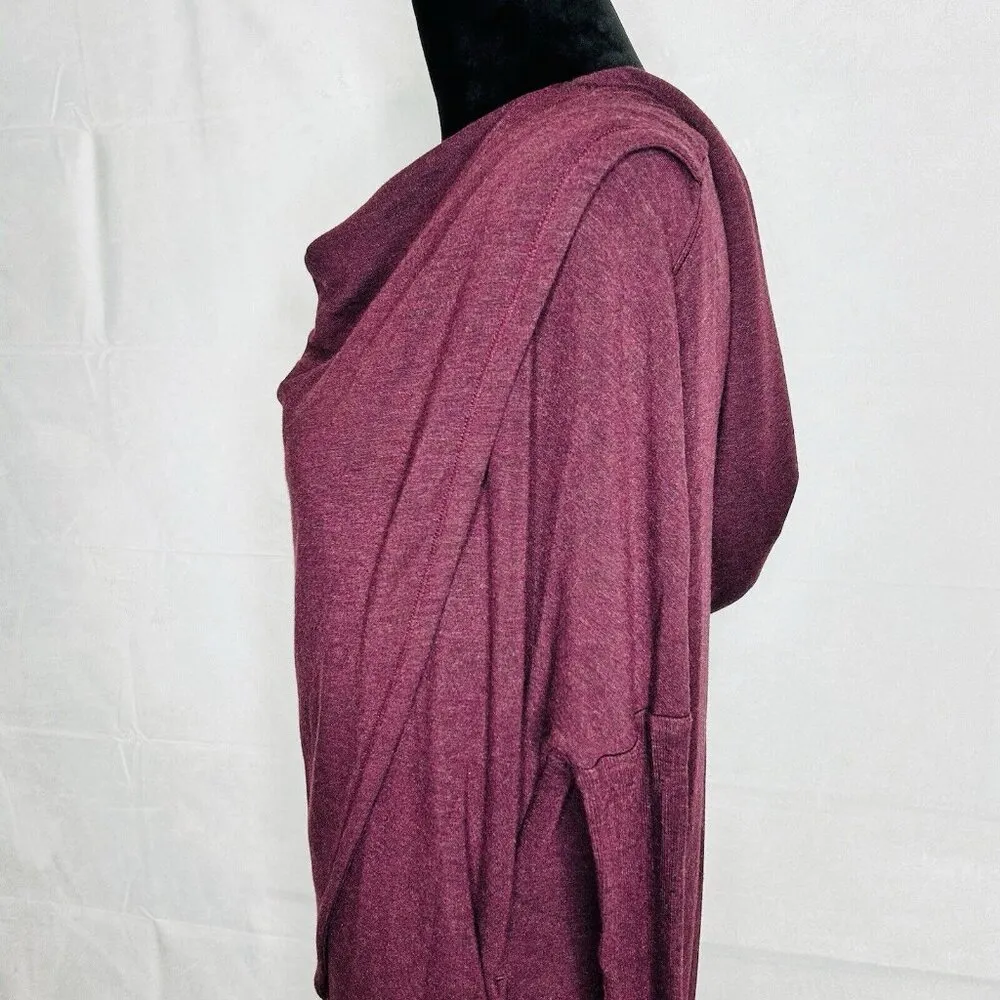 Athleta Purana Wrap Hooded Relaxed Drape Neck Sweatshirt Spiced Cabernet Sz XXS - Image 5