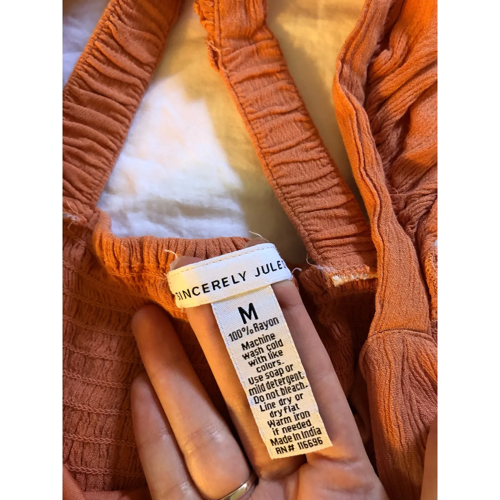 Sincerely Jules coral mini dress with crochet waistband Size Medium - Image 6