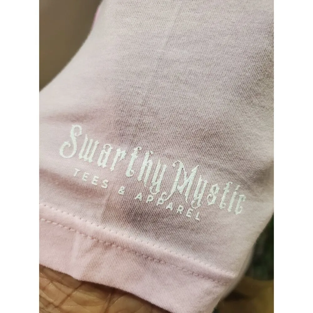 Swarthy Mystic Women's Pink Solid 100% Cotton Crew Neck Black Wealth T Shirt Top Size XS - Image 6