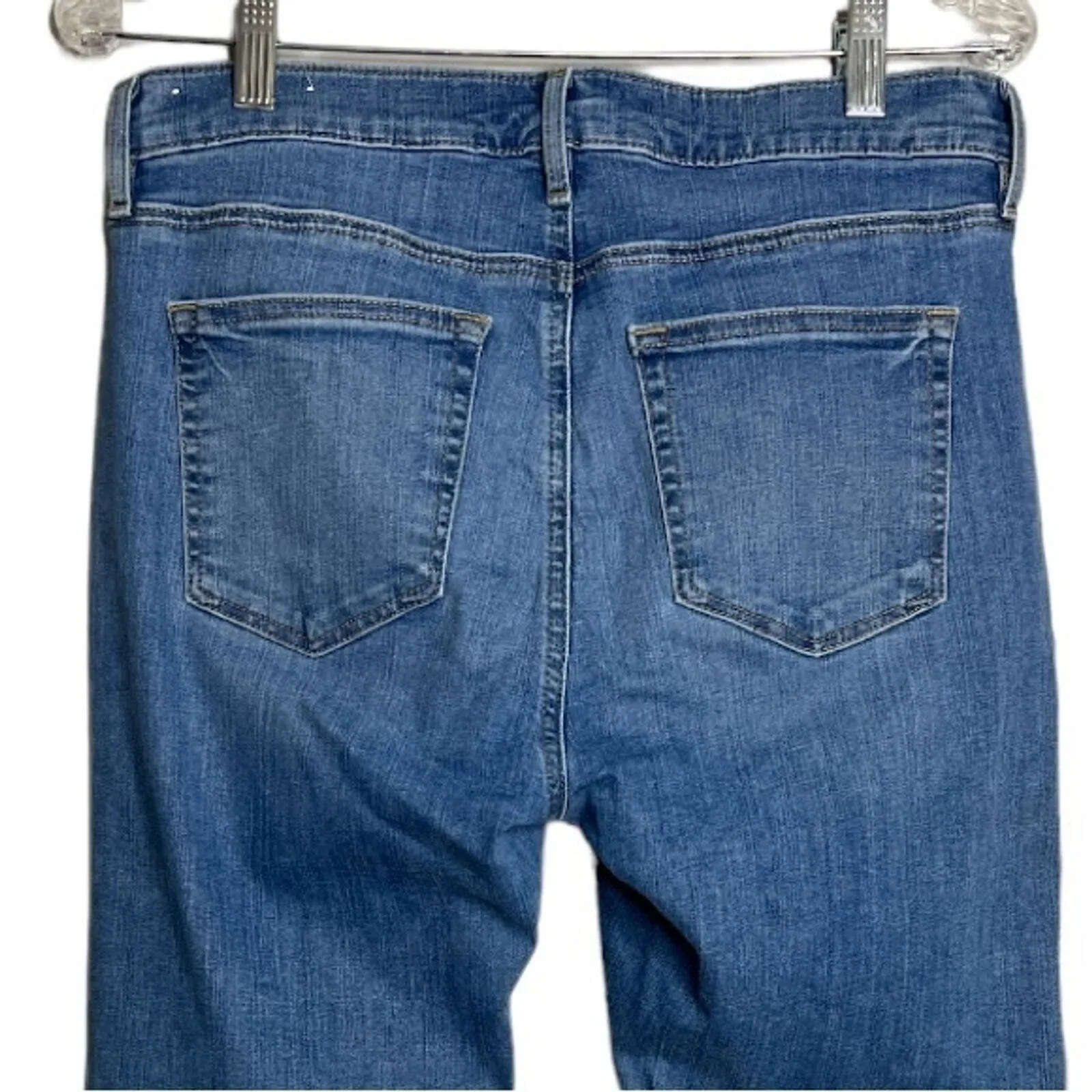 Loft Jeans Womens 10 30" Modern Skinny Crop Blue‎ Raw Hem Embroidered Hem Casual - Image 4