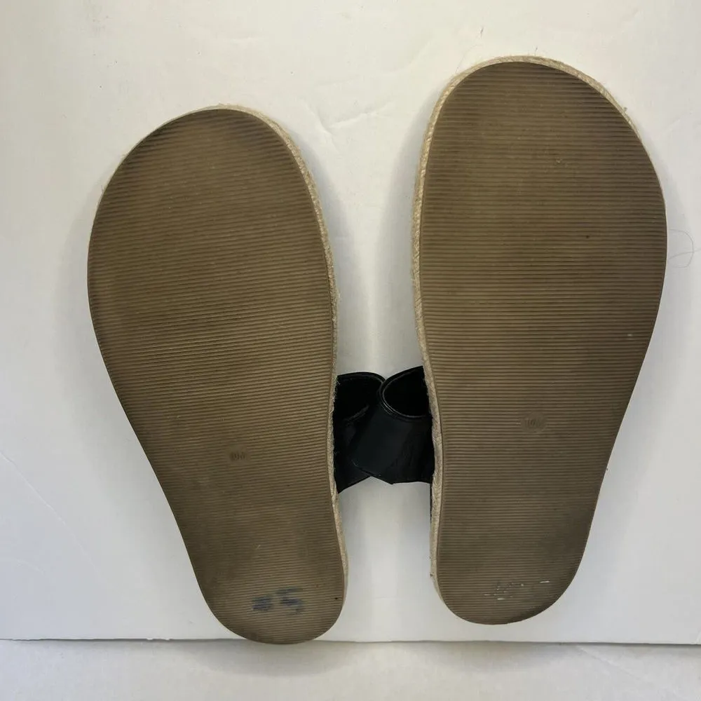 Joie Vegan Leather Espadrille Flat Thong‎ Sandals Size 10 Black Slip On Boho - Image 7