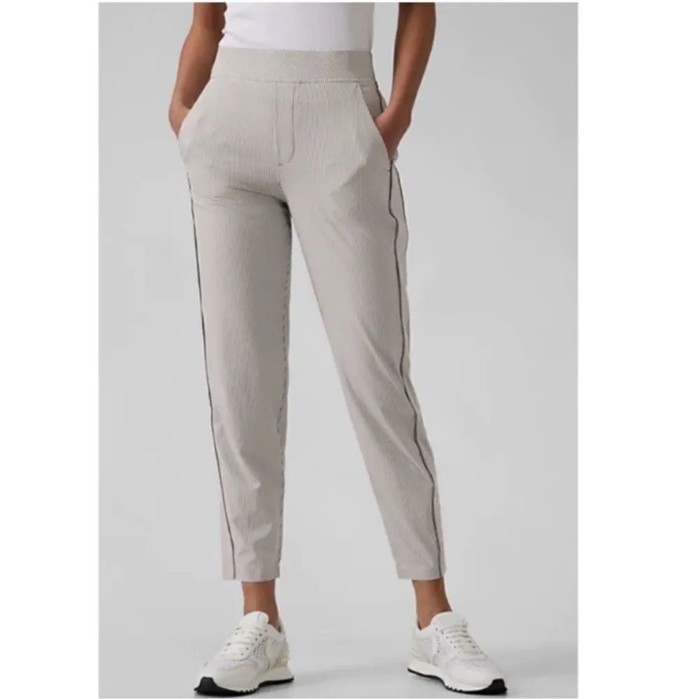 Athleta Brooklyn Textured Ankle Pant City Stripe Black/Sea Grey Size 14P - Image 2