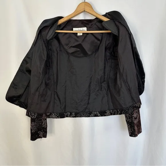 Vintage Norton‎ McNaughton Blazer Womens 12 Glitter Velvet Floral Made In USA - Image 9