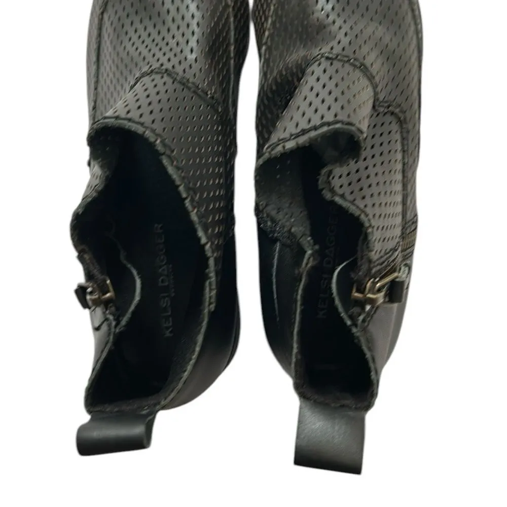 Kelsi Dagger  Black Alaska Perforated Zip Ankle Booties(Size 8) - Image 4