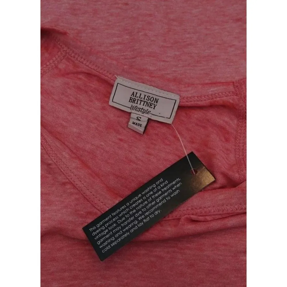 NEW Allison Brittney Short Sleeve Peach Pink Oversized Burnout Tee Womens Small - Image 6