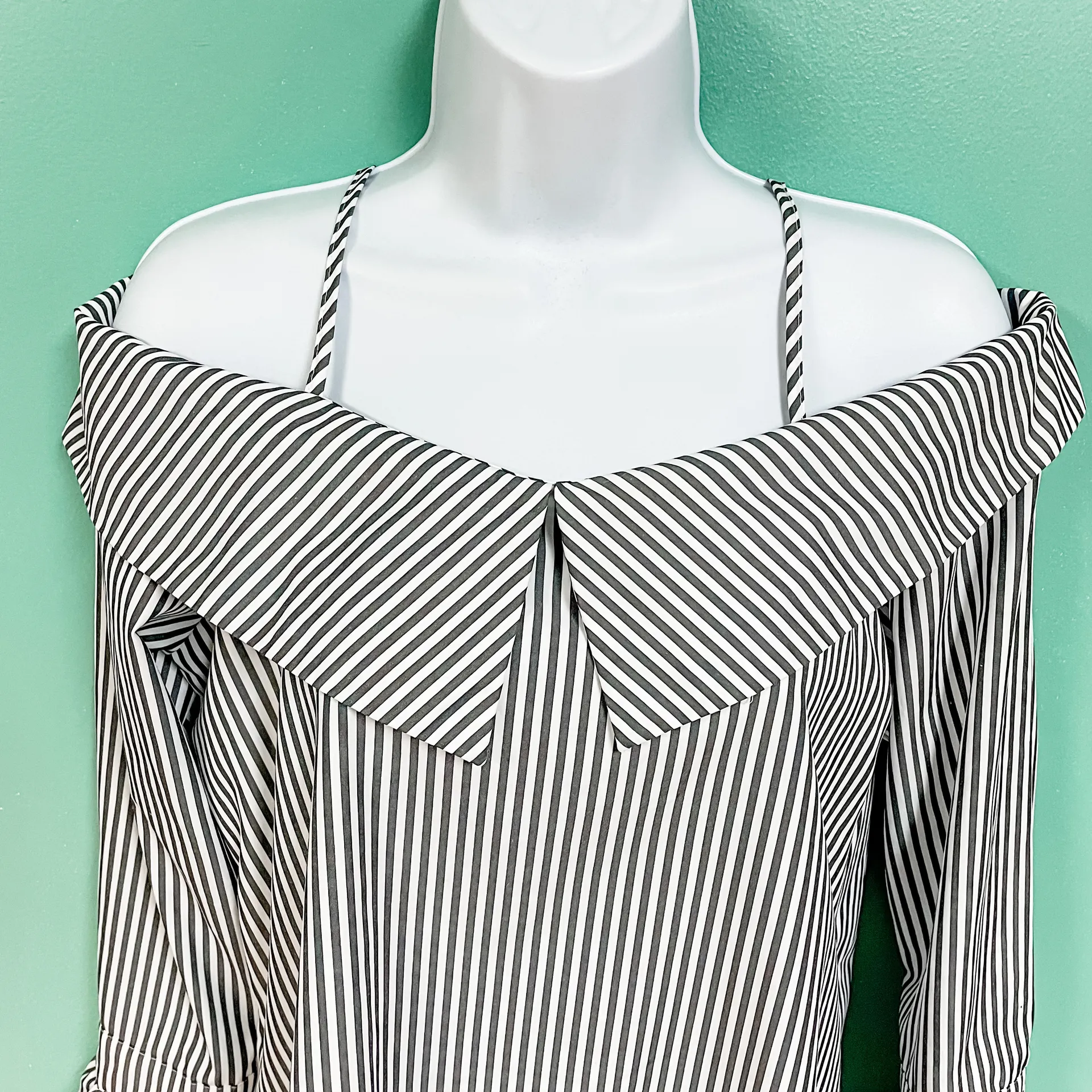 1775 Striped Cold Shoulder Long Sleeve Top Multi - Image 6