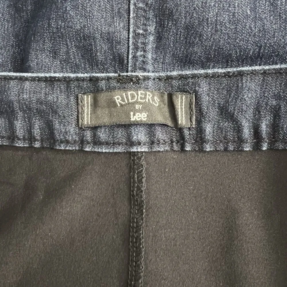 Lee Riders Womens Skirt Denim Midrise Stretch black Button Zipper short 18W M. - Image 8