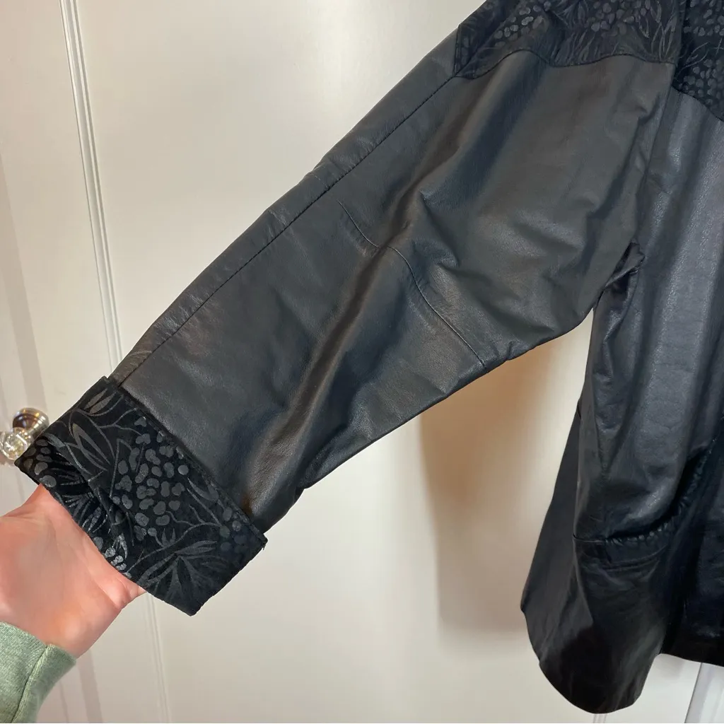 Vintage Pelle Genuine Leather Embossed Jacket oversized size large western vtg Black - Image 4