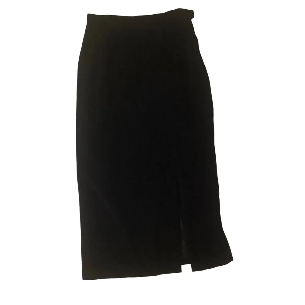 Chaus Velvet Front Slit Skirt Black Size 6 - Image 3