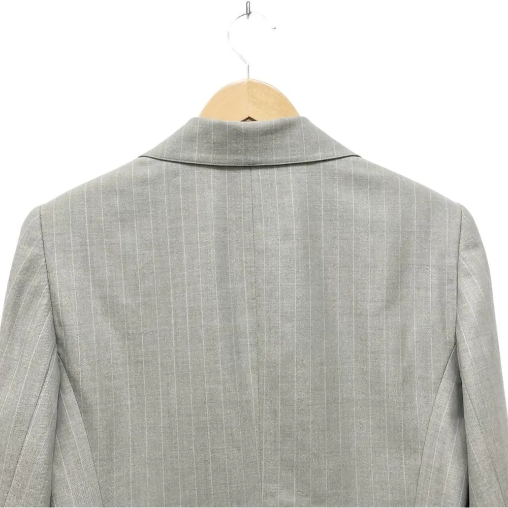 Lafayette 148 Single Button Suit Blazer Gray With Blue Pinstripe Women’s Size 10 - Image 6