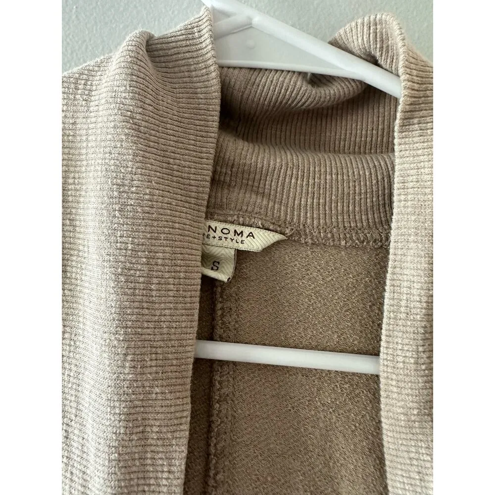 Sonoma Sweater Women's Small Tan Cardigan Neutral Open Front Minimalist - Image 2