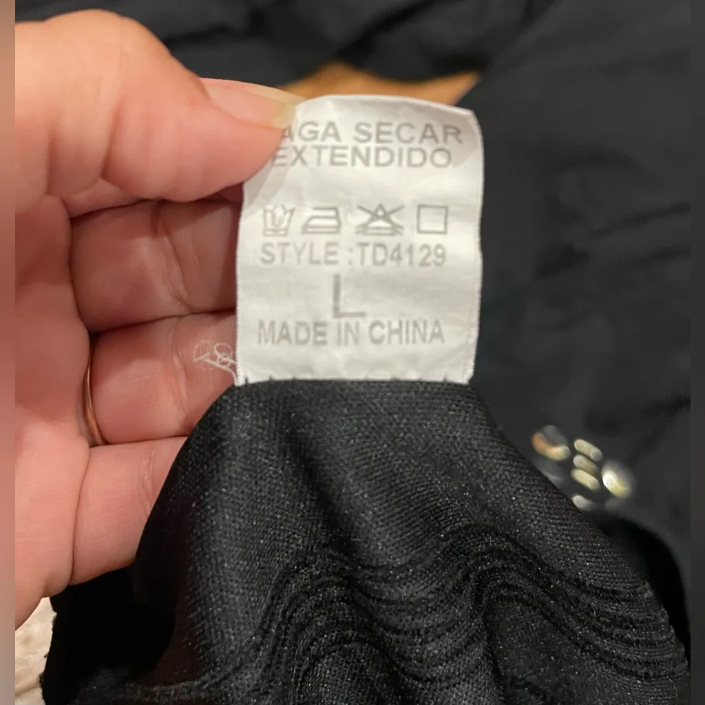 Black Embellished Top with Silver Accents Size L - Image 12