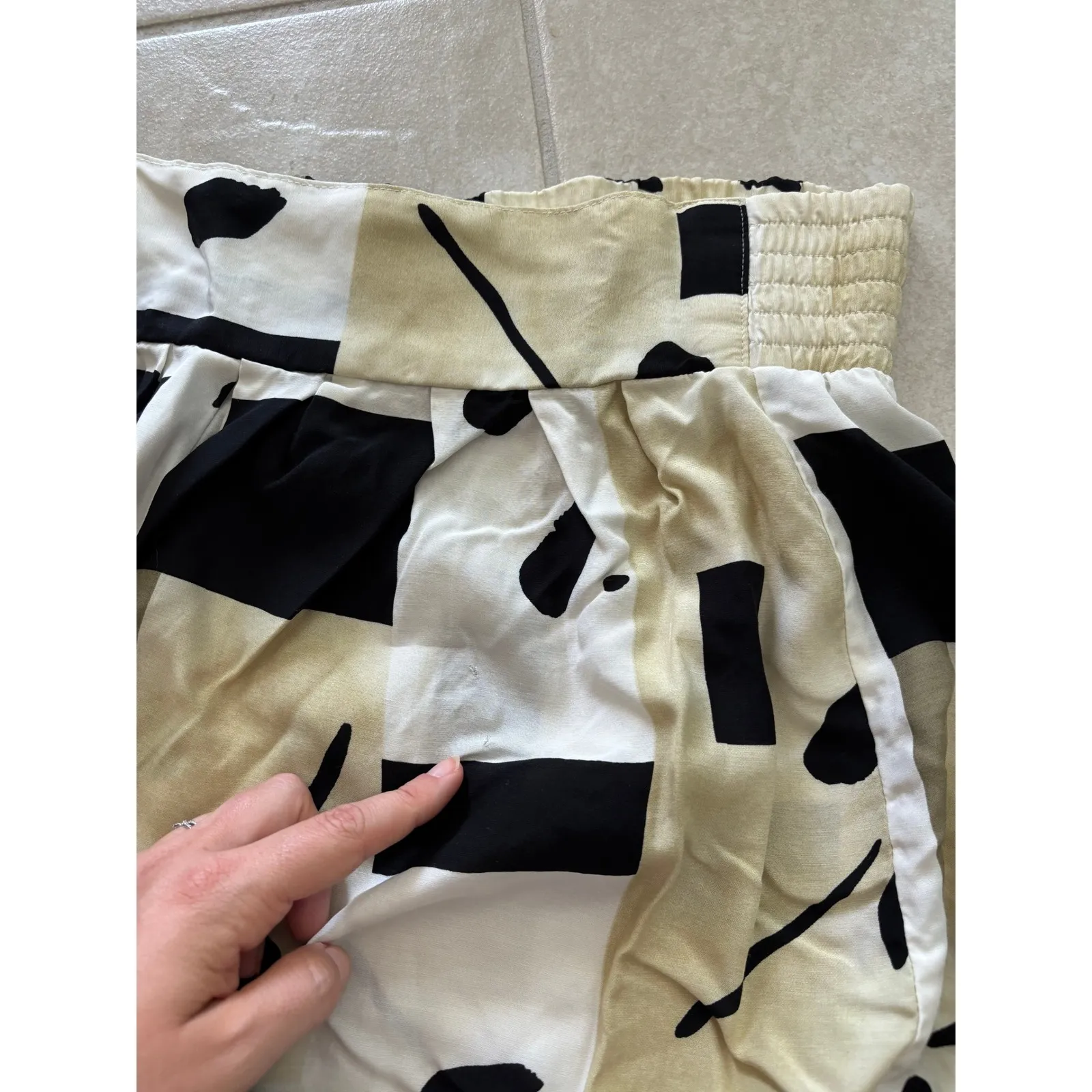 Vintage Melrose Pants Womens 12 Cream Black Wide Leg Artsy Art to Wear Modern‎ - Image 6