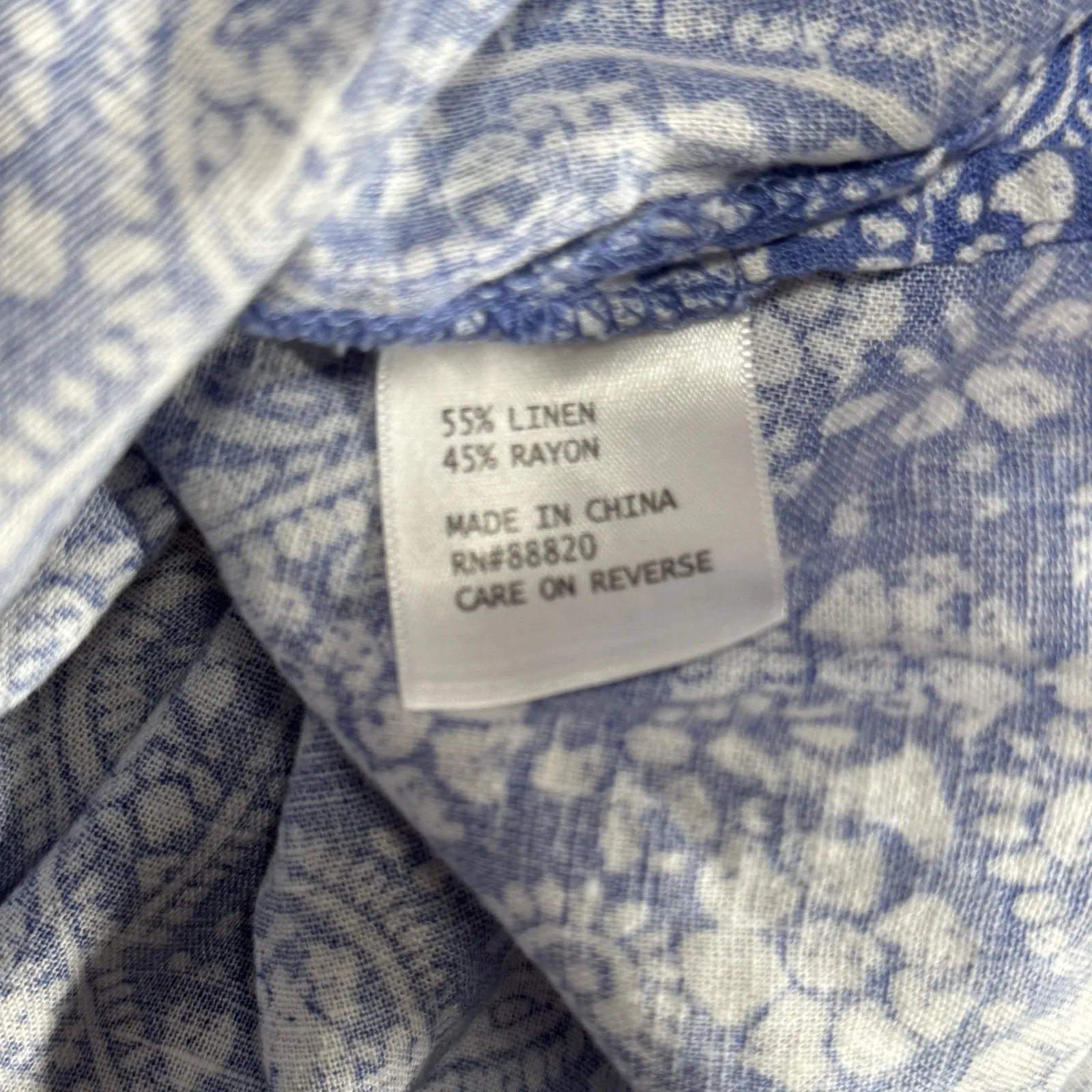 Carole Little Paisley Linen Tank Top Women M Blue Bohemian Cottagecore‎ Beach Size M - Image 7